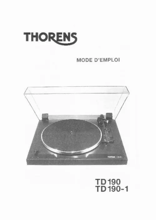 Notice d'utilisation Thorens